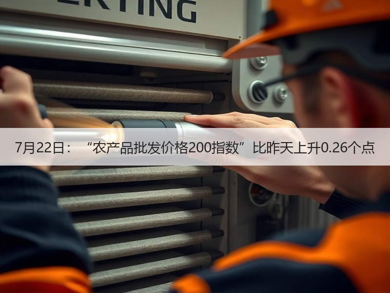 7月22日：“农产品批发价格200指数”比昨天上升0.26个点