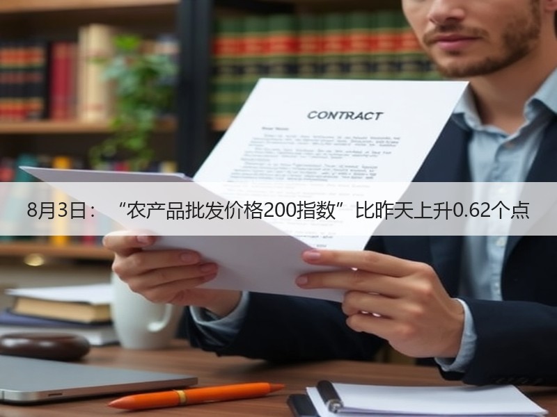 8月3日：“农产品批发价格200指数”比昨天上升0.62个点