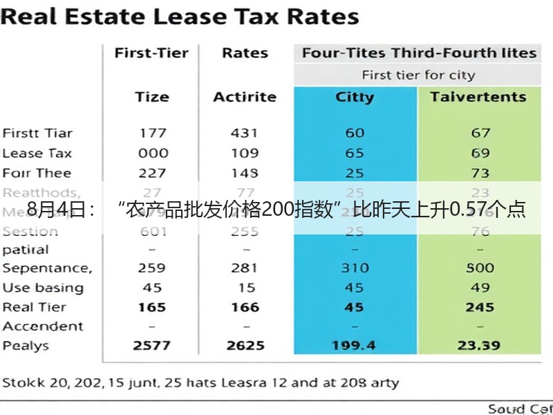 8月4日：“农产品批发价格200指数”比昨天上升0.57个点